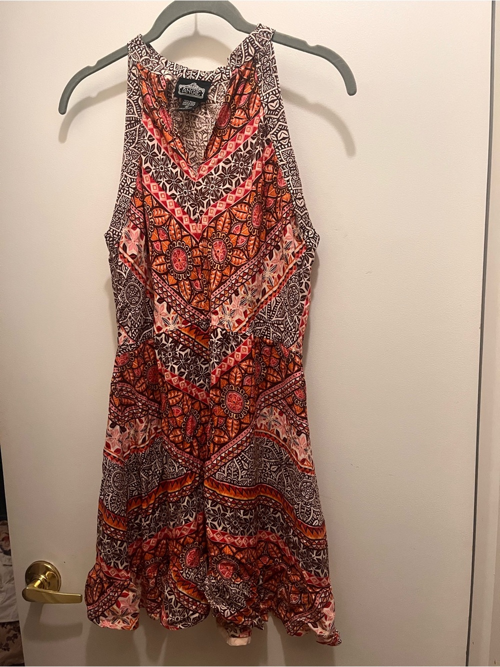Angie Orange and Pink Sleeveless Mini Dress
